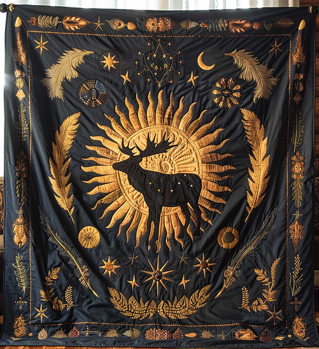 Sun and Stars Quilted Blanket Moose Throw Blanket