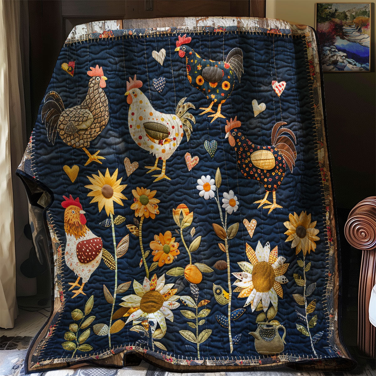 Sun Chickens Quilt Blanket Sofa Throws Christmas Gifts For Chicken Lovers