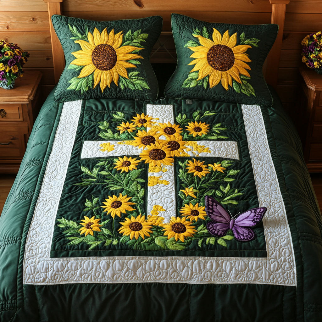 Sun Cross Quilted Bedding Set Modern Bedding Set to Upgrade Your Bedroom