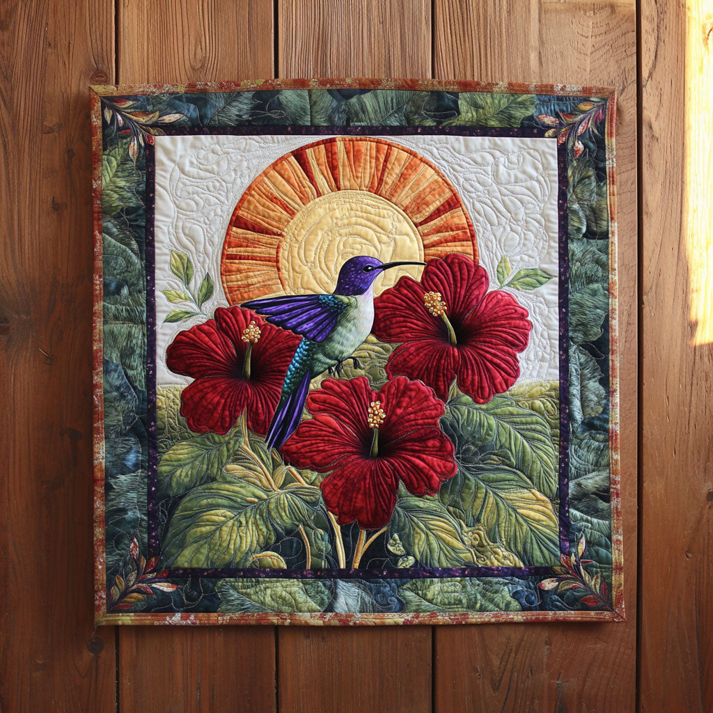 Sun Kissed Harmony Quilt Blanket HUmmingbird Blanket Throw Gifts For Hummingbird Lovers