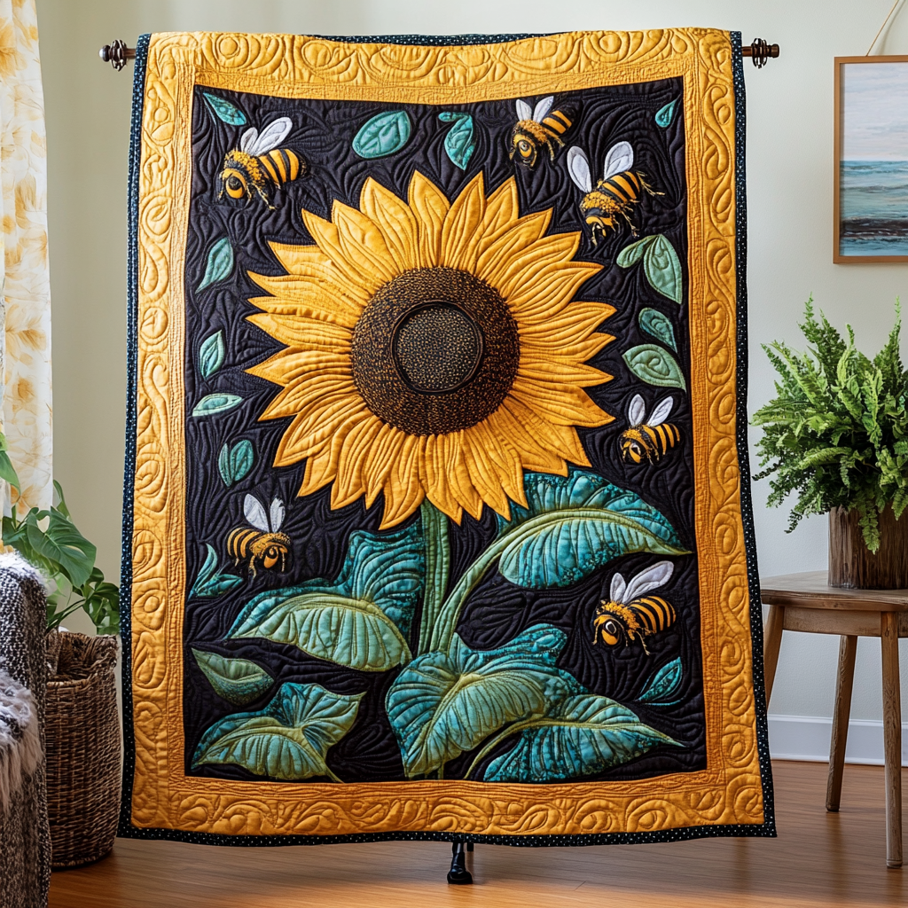 Sun Petals Quilted Blanket Sunflower Gifts For Her