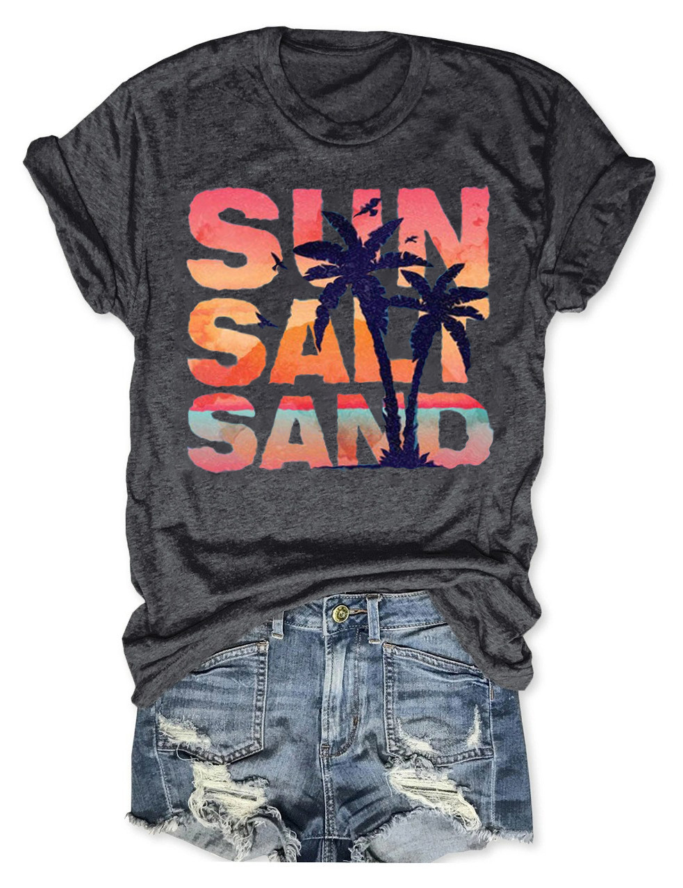 Sun Salt Sand T-Shirt Beach Vibe Sarcastic Clothes Funny Gifts For Girlfriend