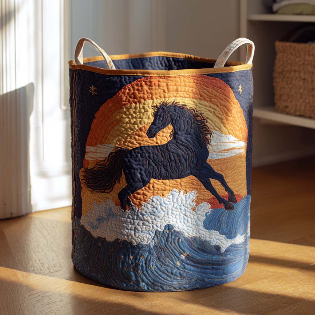 Sun Warrior Quilted Laundry Basket Useful Quilted Basket Gift That Blends Style and Function