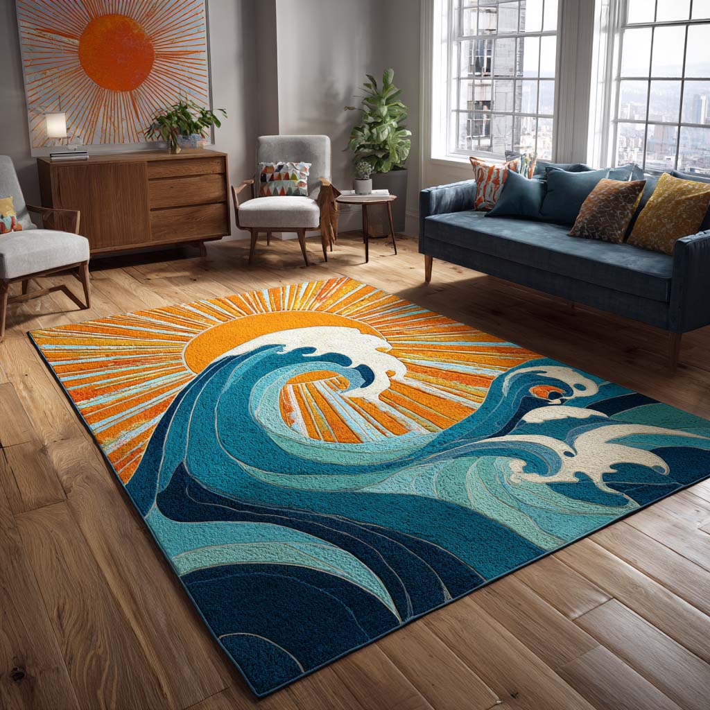 Sun Wave Area Rug Entryway Ideas Ocean Themed Presents
