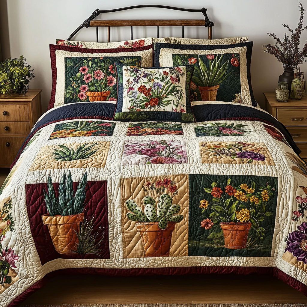 Sunbaked Succulents Quilted Bedding Set Holiday Season Duvet Cover Set Cactus Theme Gifts