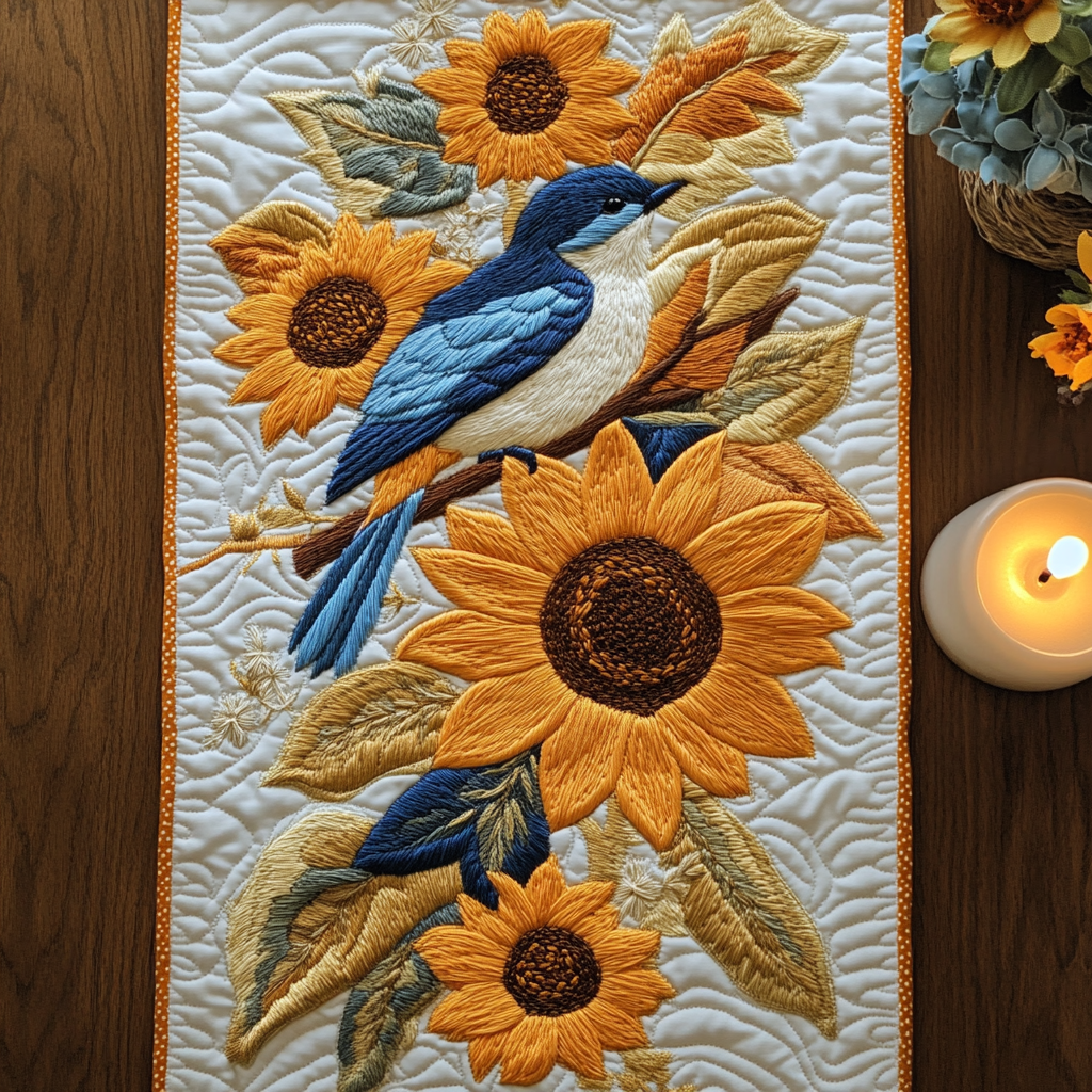 Sunbeam Chirp Quilted Table Runner Dining Room Table Decor Ideas Presents For Flower Lovers