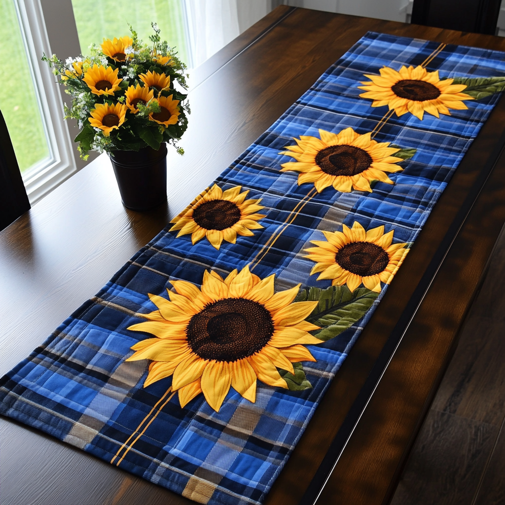 Sunbeam Fields Quilted Table Runner Dinner Table Decor Sunflower Gifts For Her