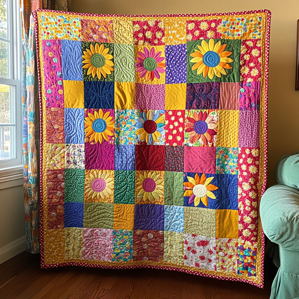 Sunbeam Harmony Quilted Blanket Nice Throw Blanket Sunflower Items For Gifts