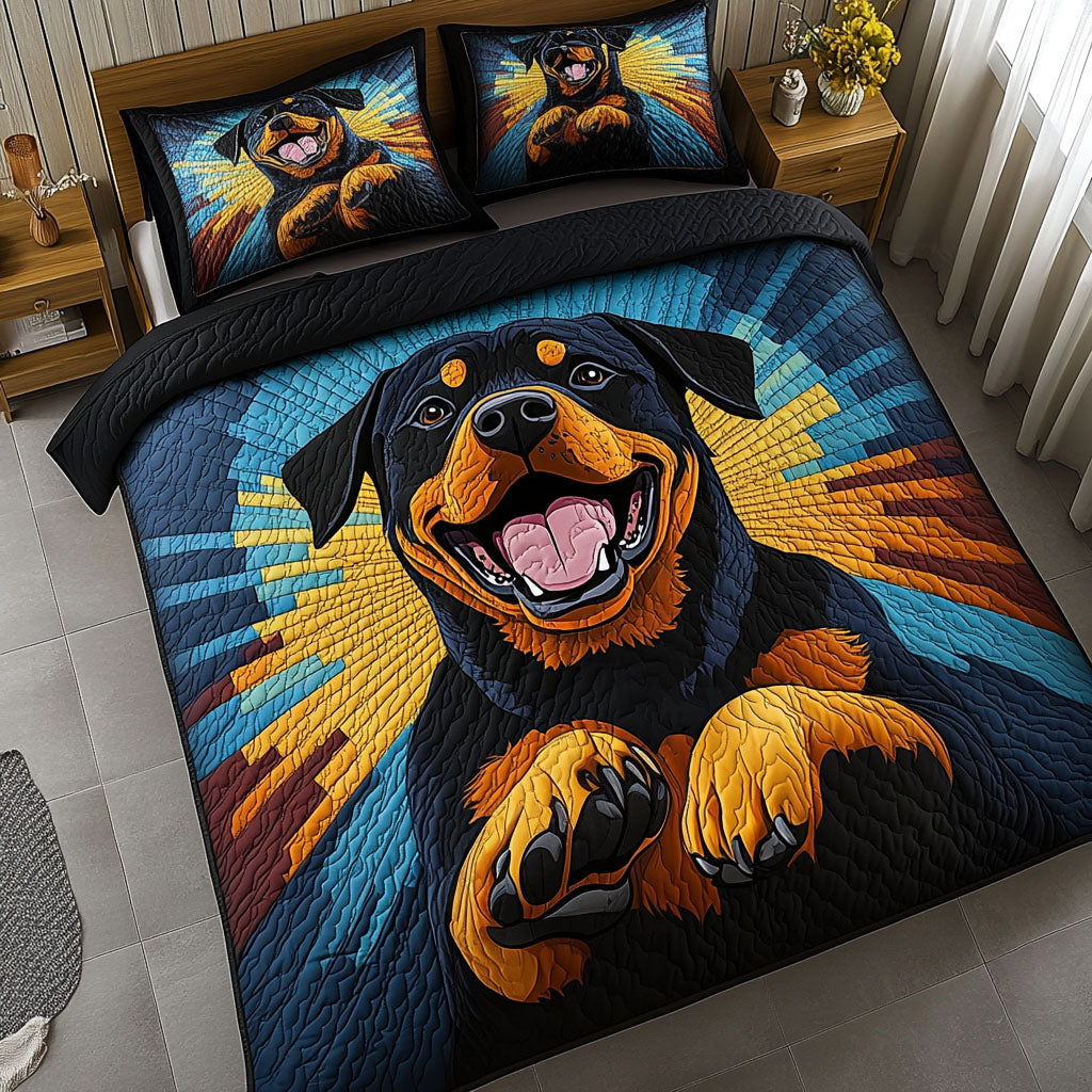 Sunbeam Pup Quilted Bedding Set Soft Bed Sheet and Pillowcase Set for Relaxing Nights