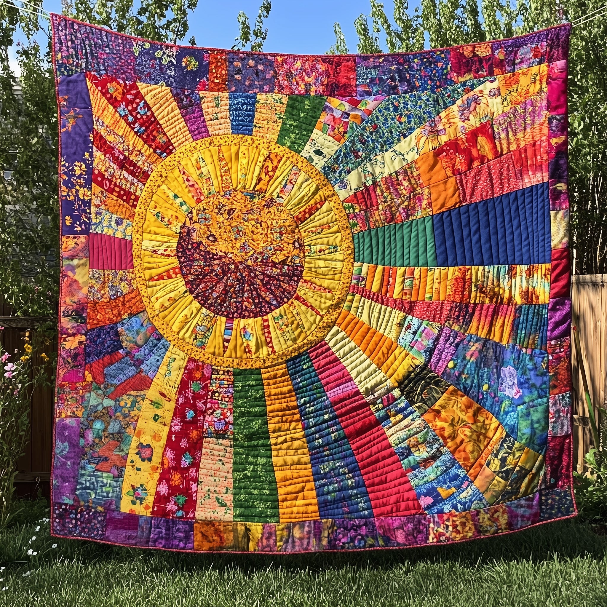 Sunbeam Quilted Blanket Nice Throw BlanketBirthday Gift For Hippie Friend