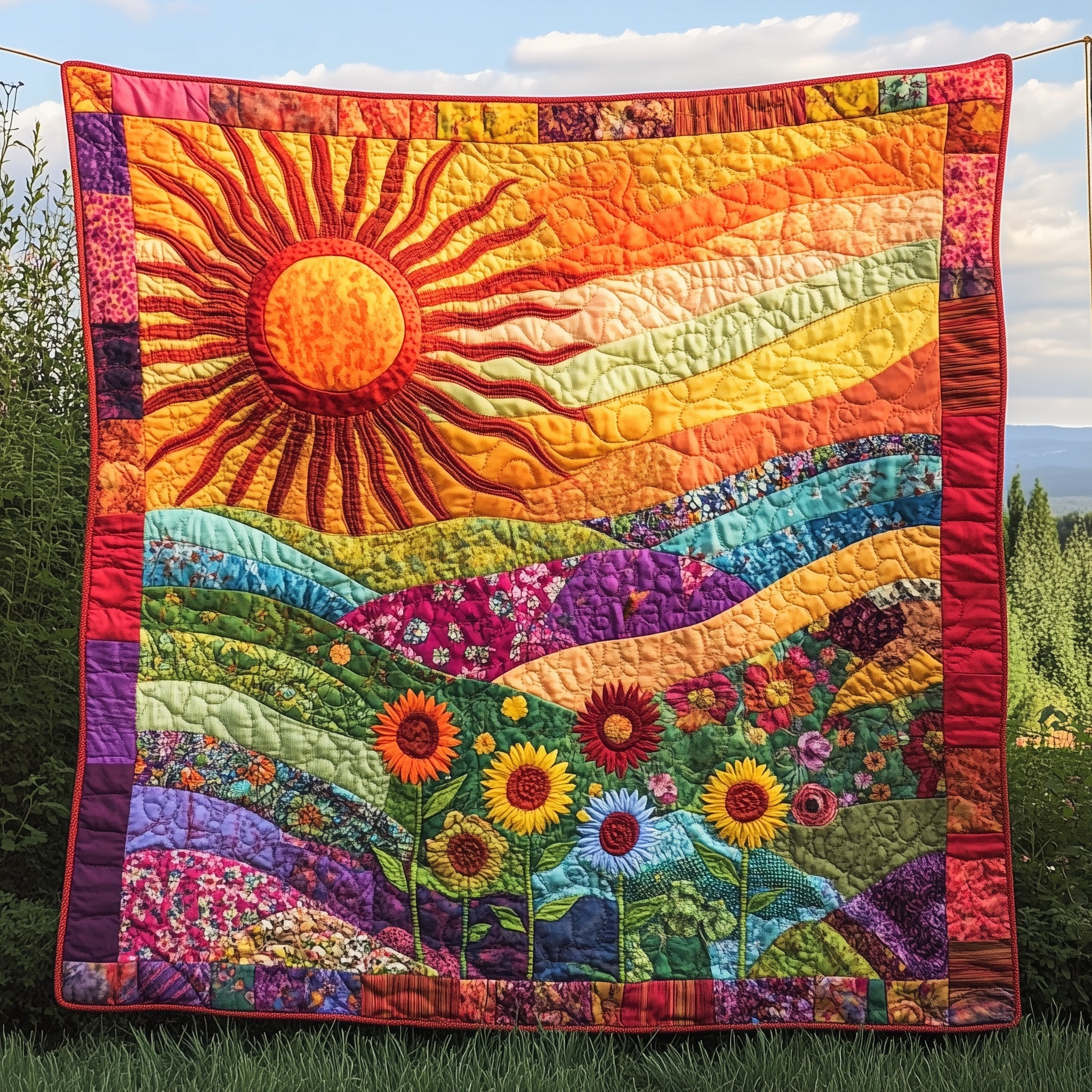 Sunbeam Quilted Blanket Nice Throw BlanketGifts For Hippie Boyfriend