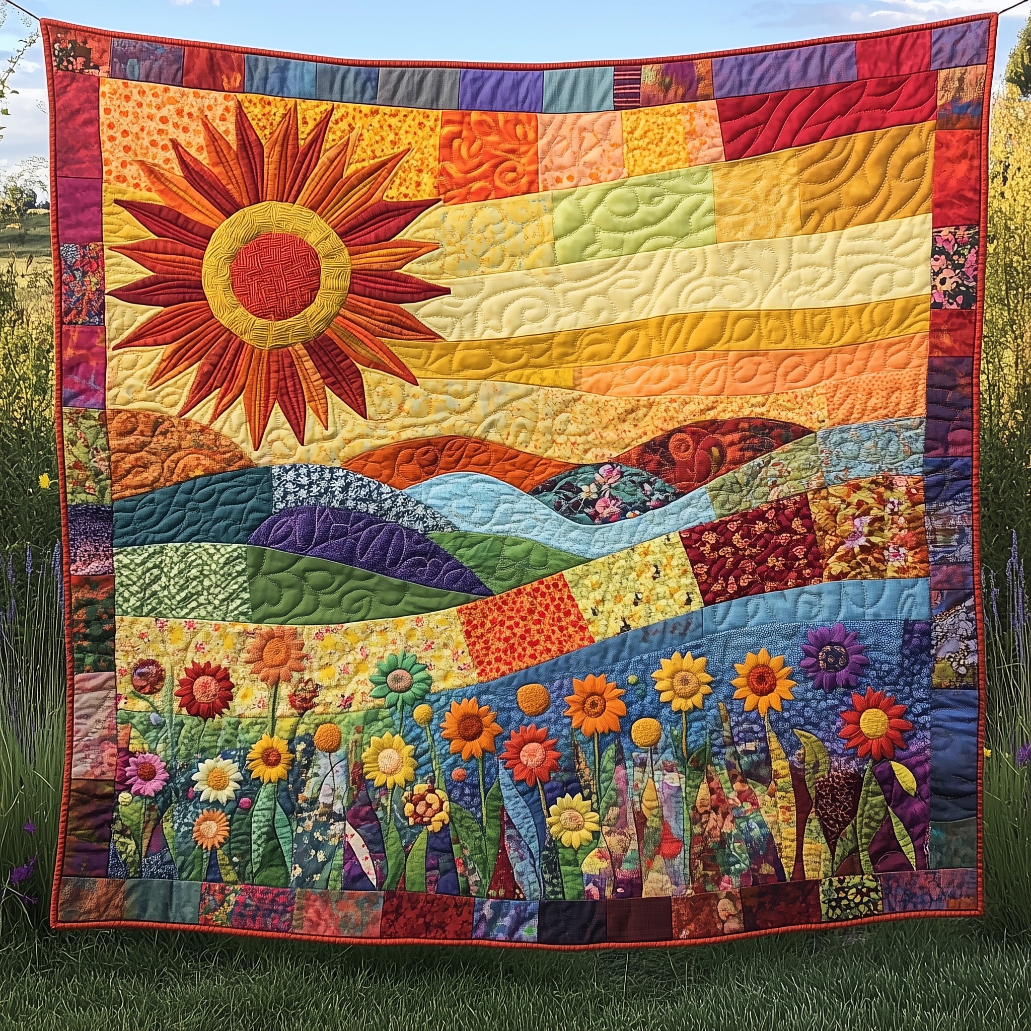 Sunbeam Quilted Blanket Nice Throw BlanketGifts For Hippie Couples