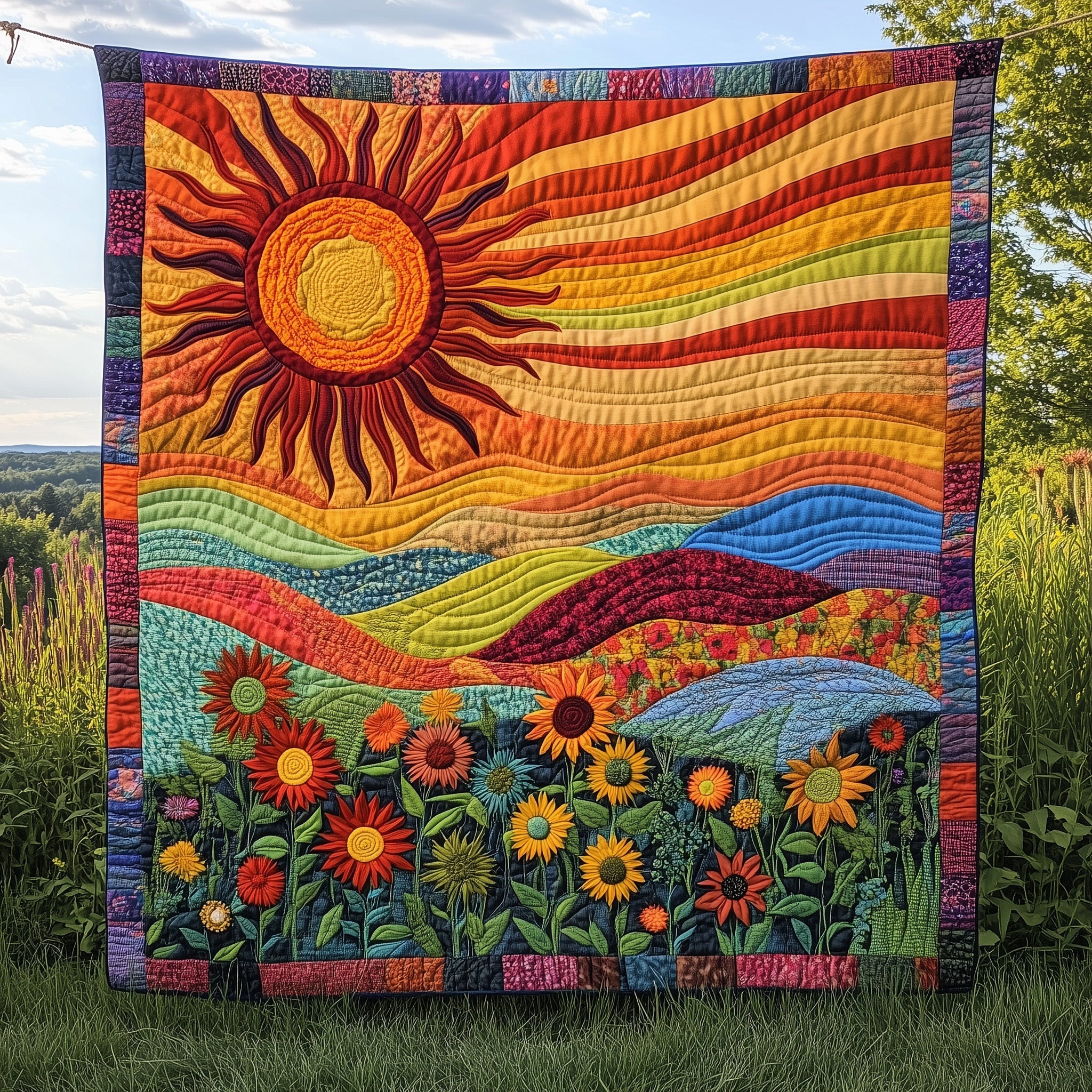Sunbeam Quilted Blanket Nice Throw BlanketGifts For Hippie Men hristmas
