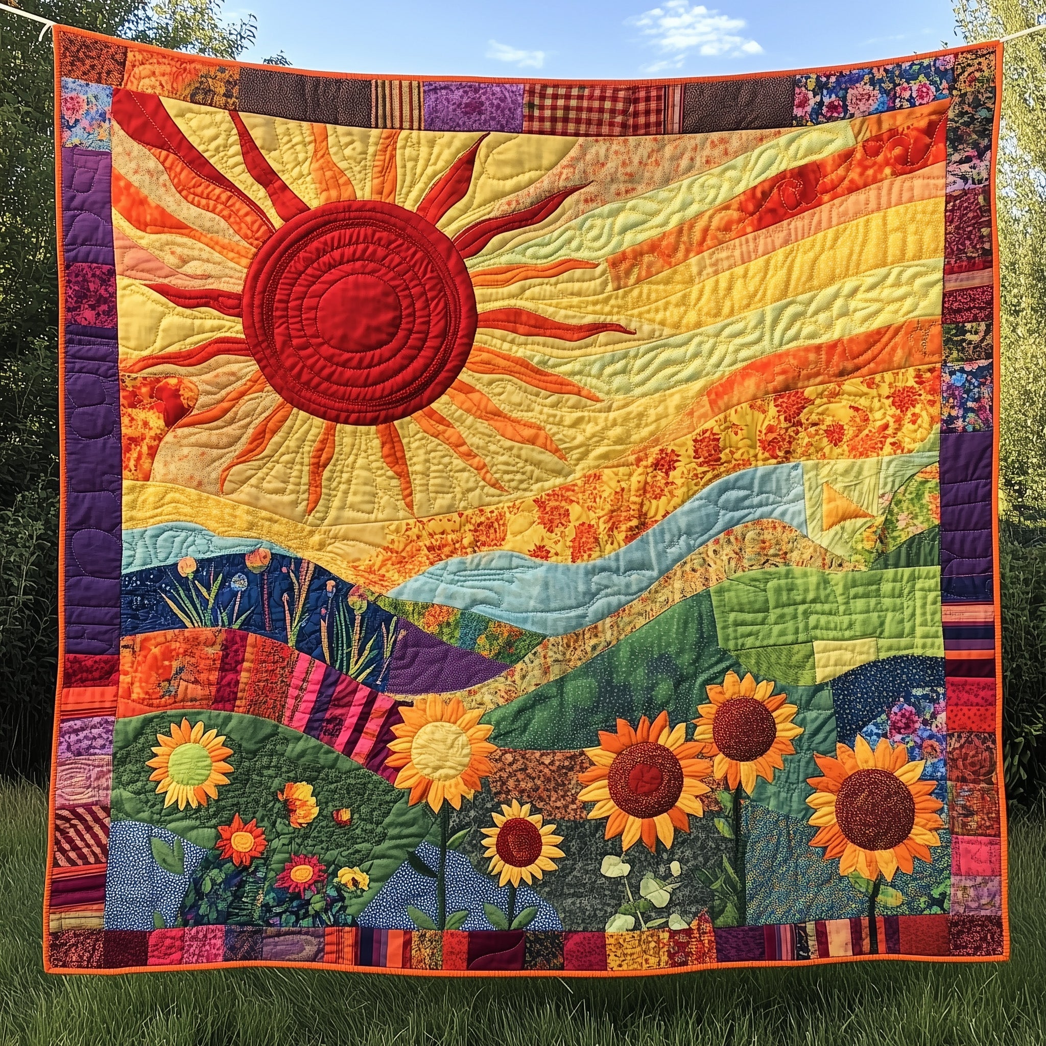 Sunbeam Quilted Blanket Nice Throw BlanketGifts For Hippie Women