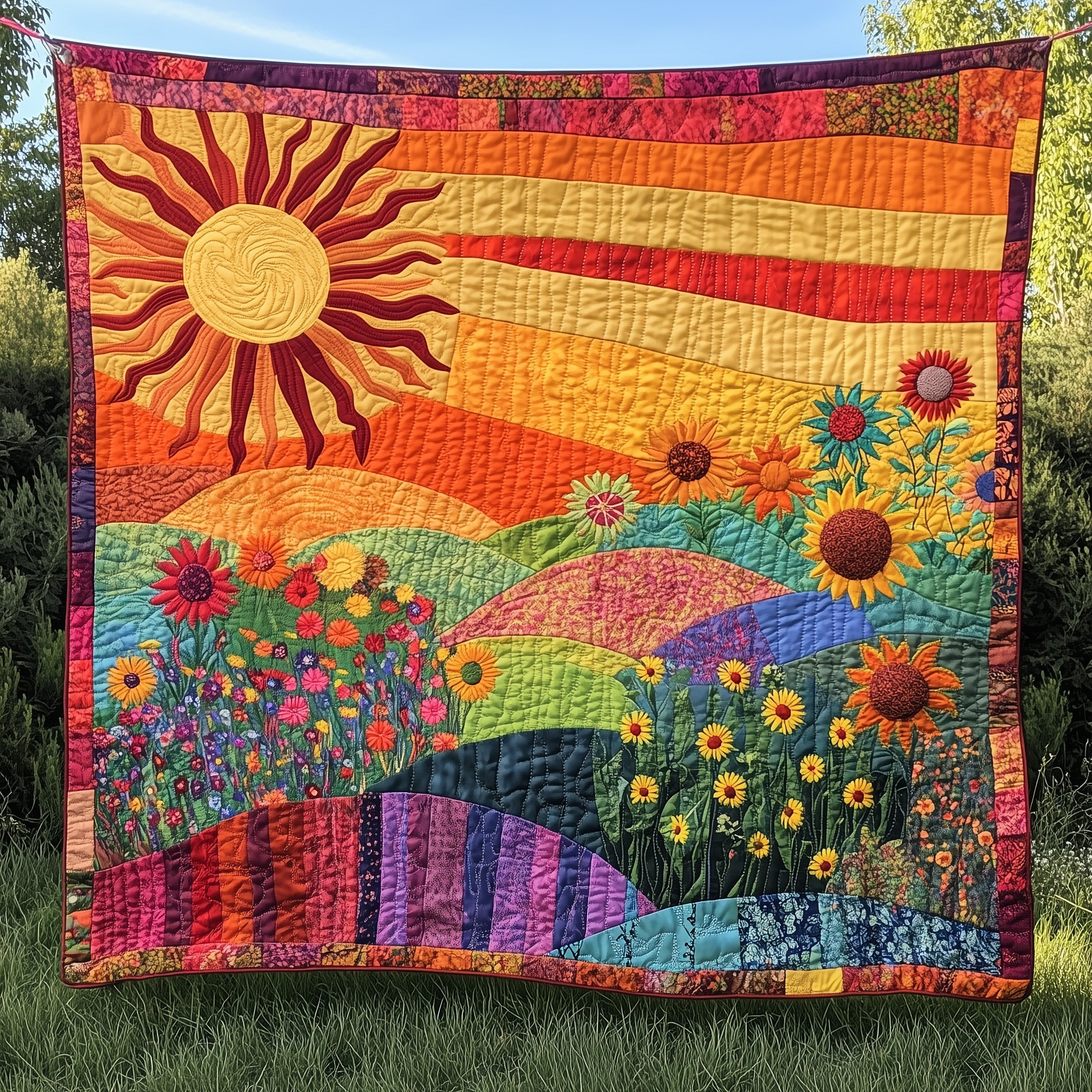 Sunbeam Quilted Blanket Nice Throw BlanketGifts For Old Hippies