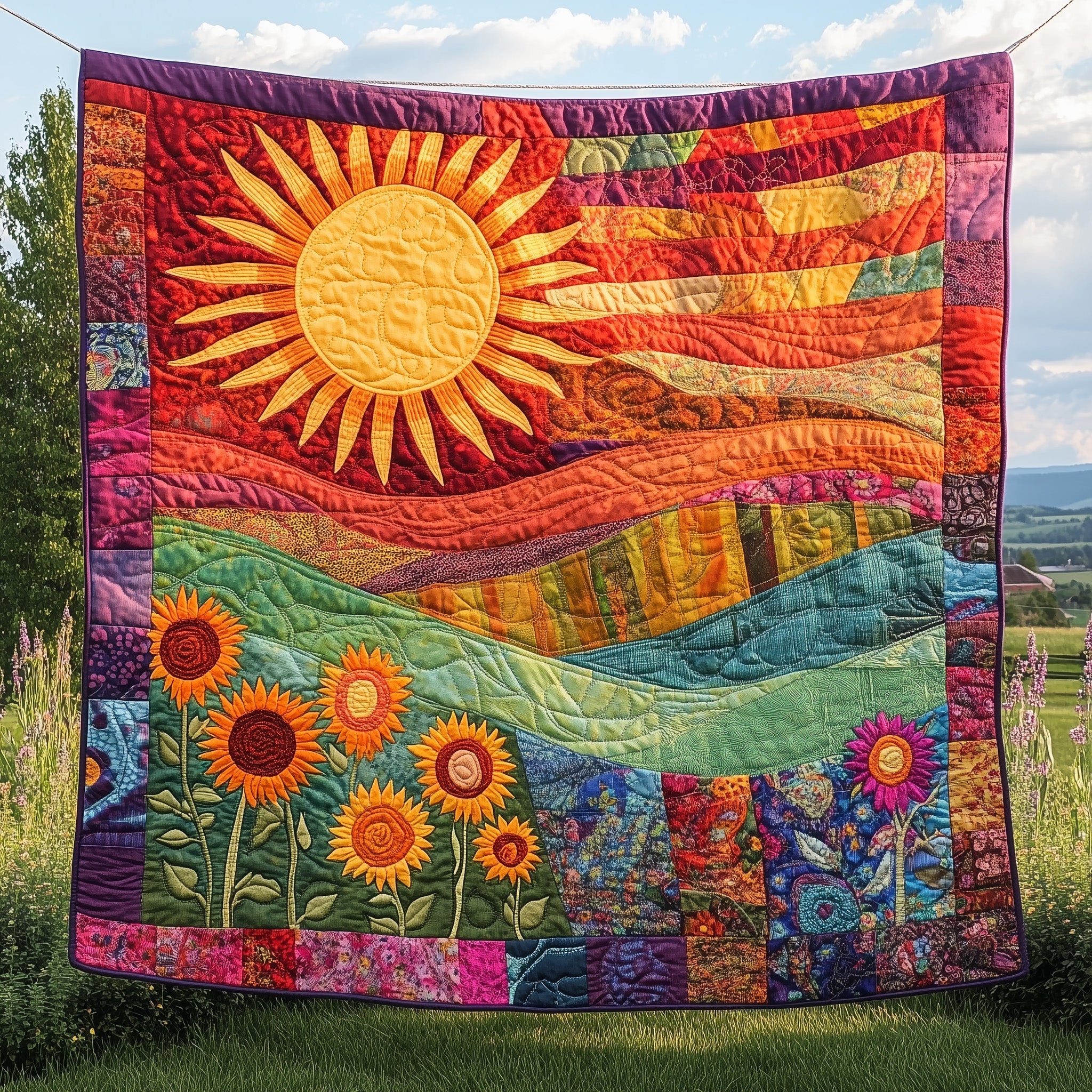 Sunbeam Quilted Blanket Nice Throw BlanketGifts For The Hippie Mom