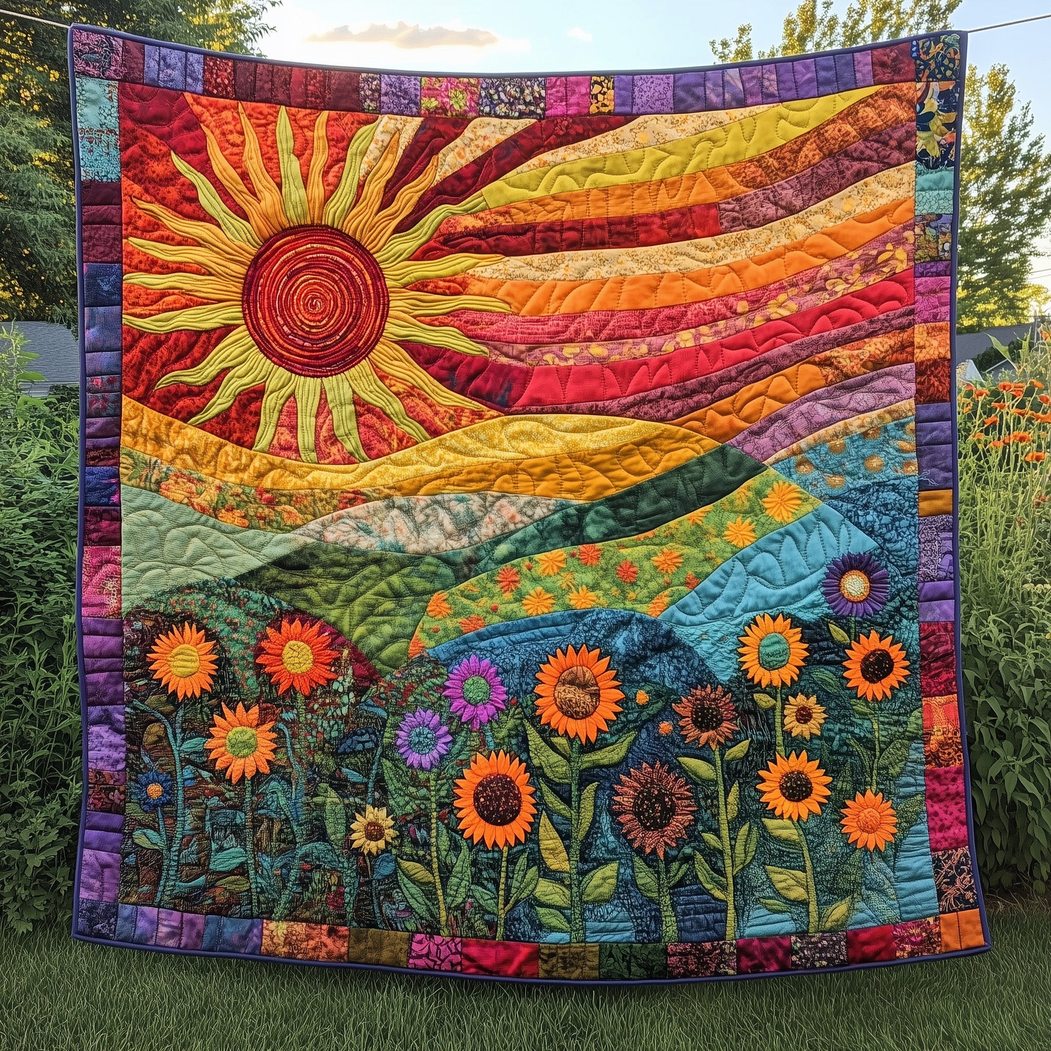 Sunbeam Quilted Blanket Nice Throw BlanketGifts For Your Hippie Friend