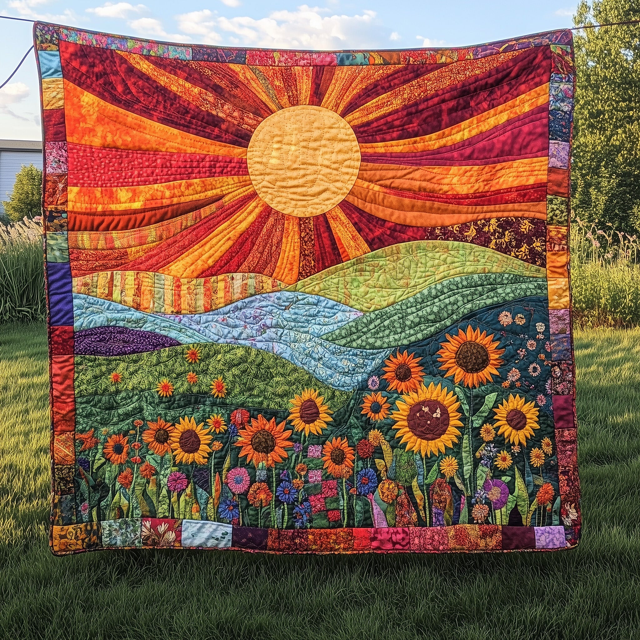 Sunbeam Quilted Blanket Nice Throw BlanketHippie Present Ideas