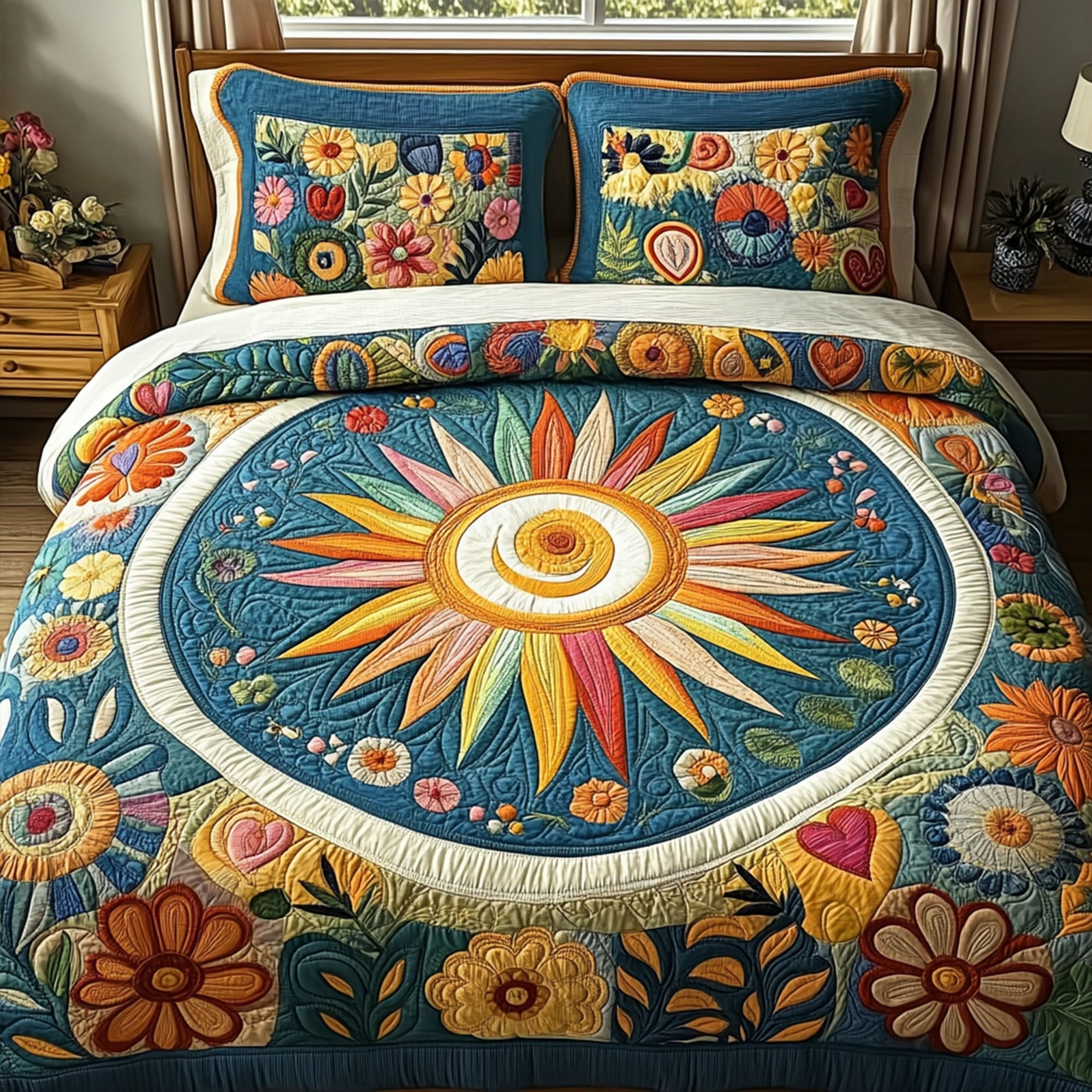 Sunbeam Soul Quilted Bedding Set Best Bed Sheet Set Hippy Gift Ideas