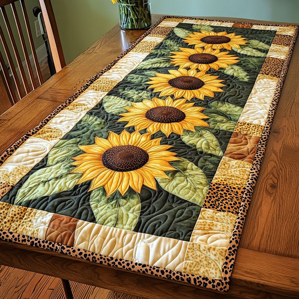 Sunbeam Wave Quilted Table Runner Dining Table Decor Ideas Gifts For Sunflower Lovers