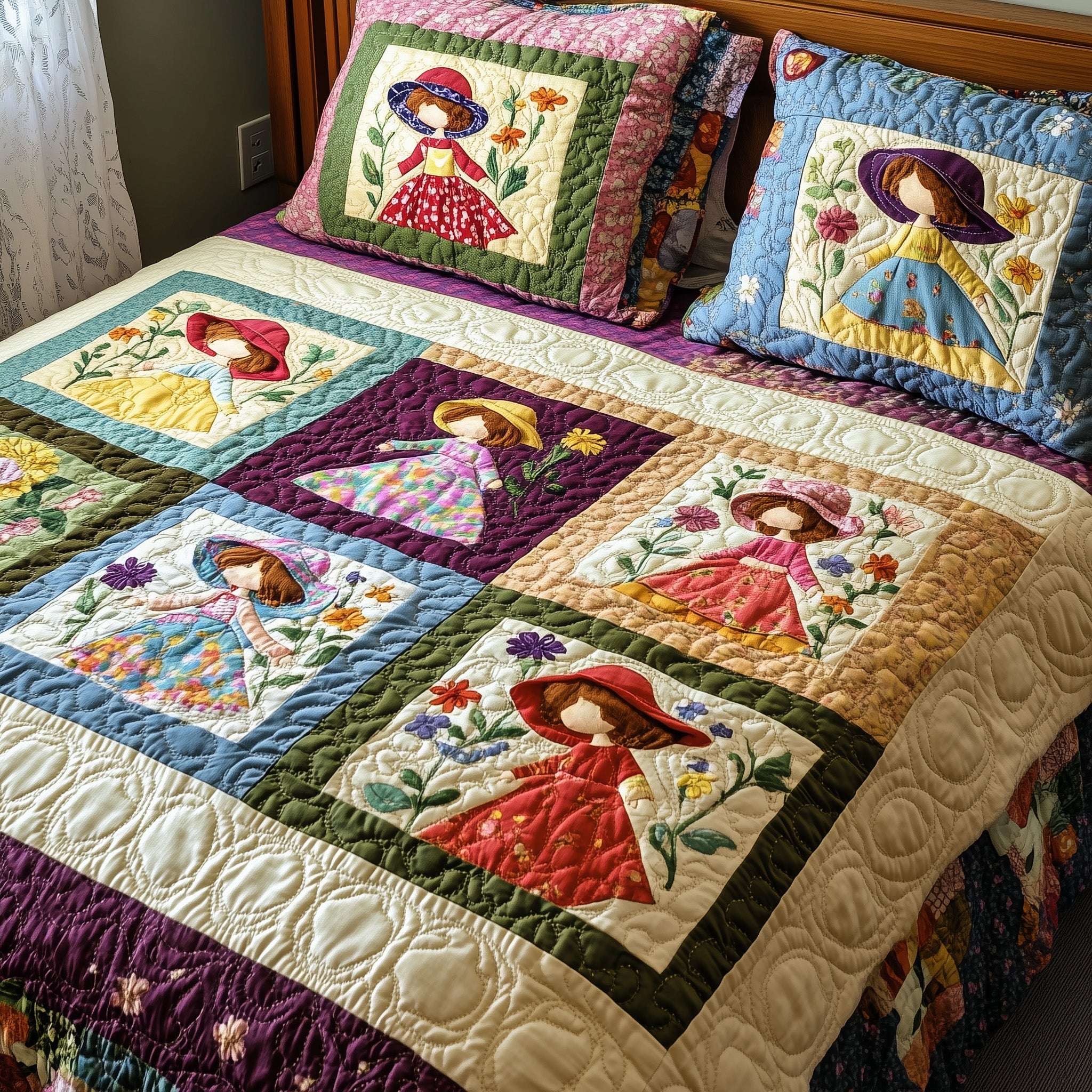 Sunbonnet Sue Patchwork Quilted Bedding Set Duvet Cover Bed Sheet Secret Santa Gift Ideas For Guys