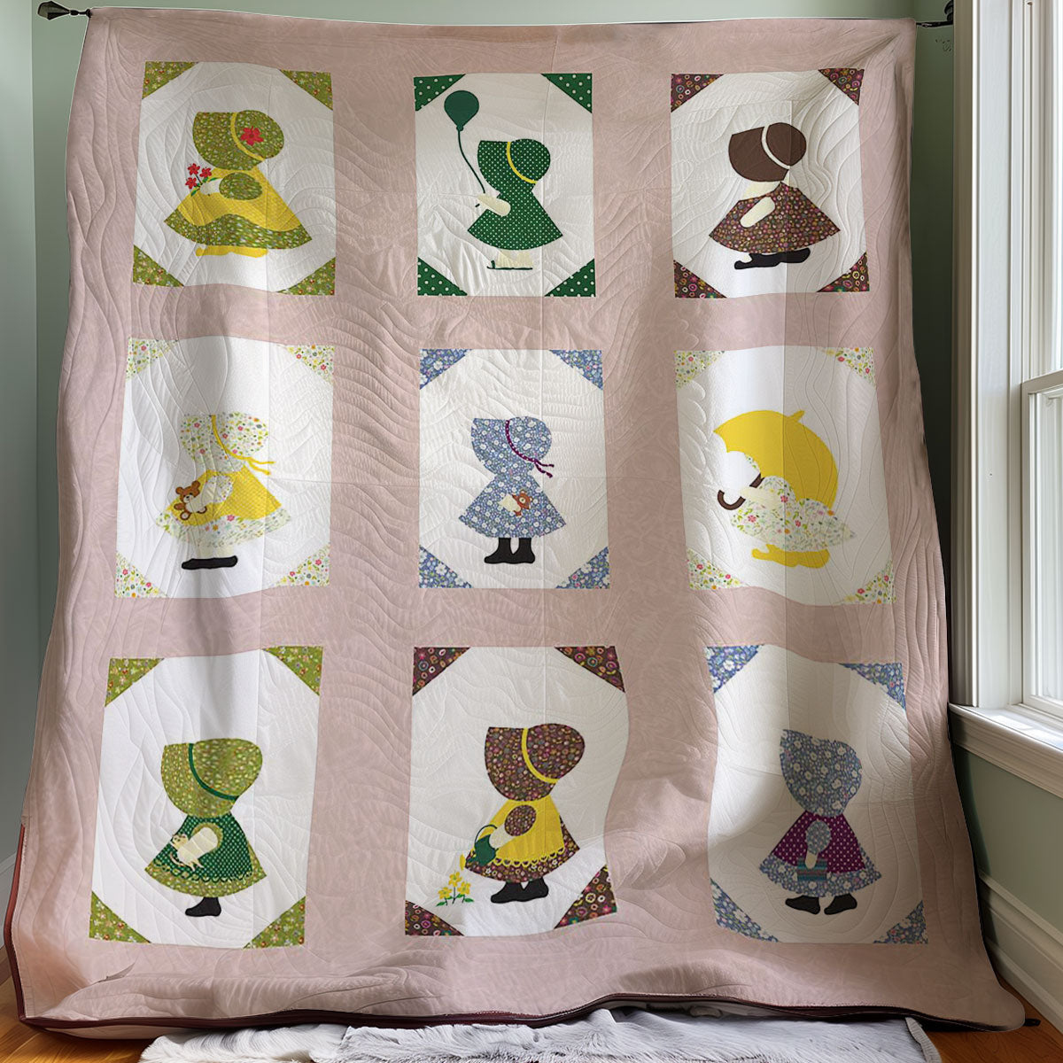 Sunbonnet Sue Quilt Blanket Queen Size Blanket Good Secret Santa Gifts