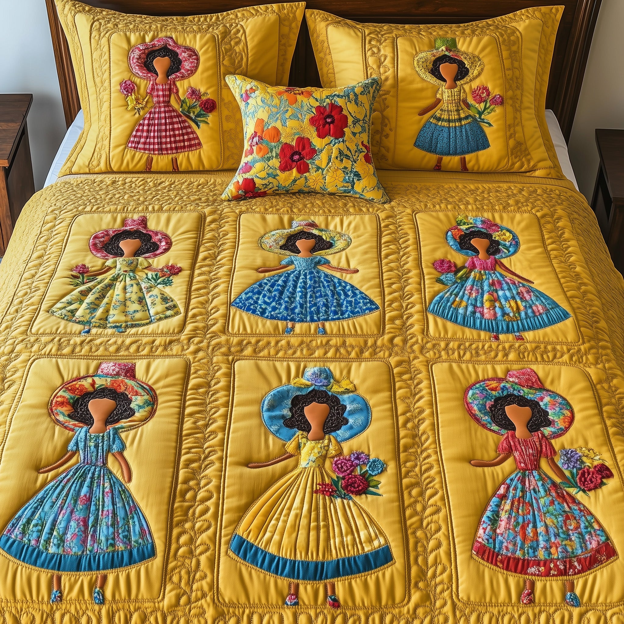 SunBonnet Sue Quilted Bedding Set Duvet Cover Merchandise Meaningful Gifts For Dad From Daughter