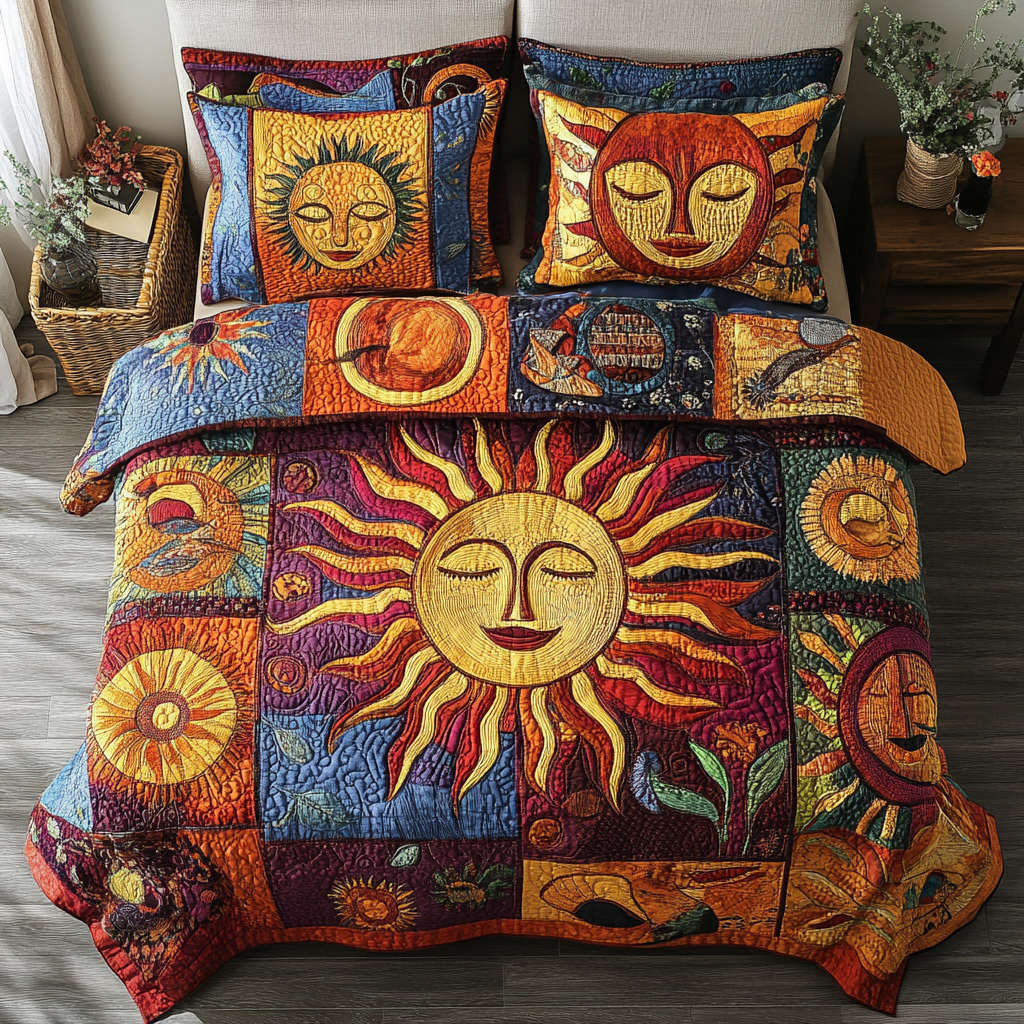 Sunburst Bliss Quilted Bedding Set Soft and Cozy Bedding Set for Comfortable Sleep