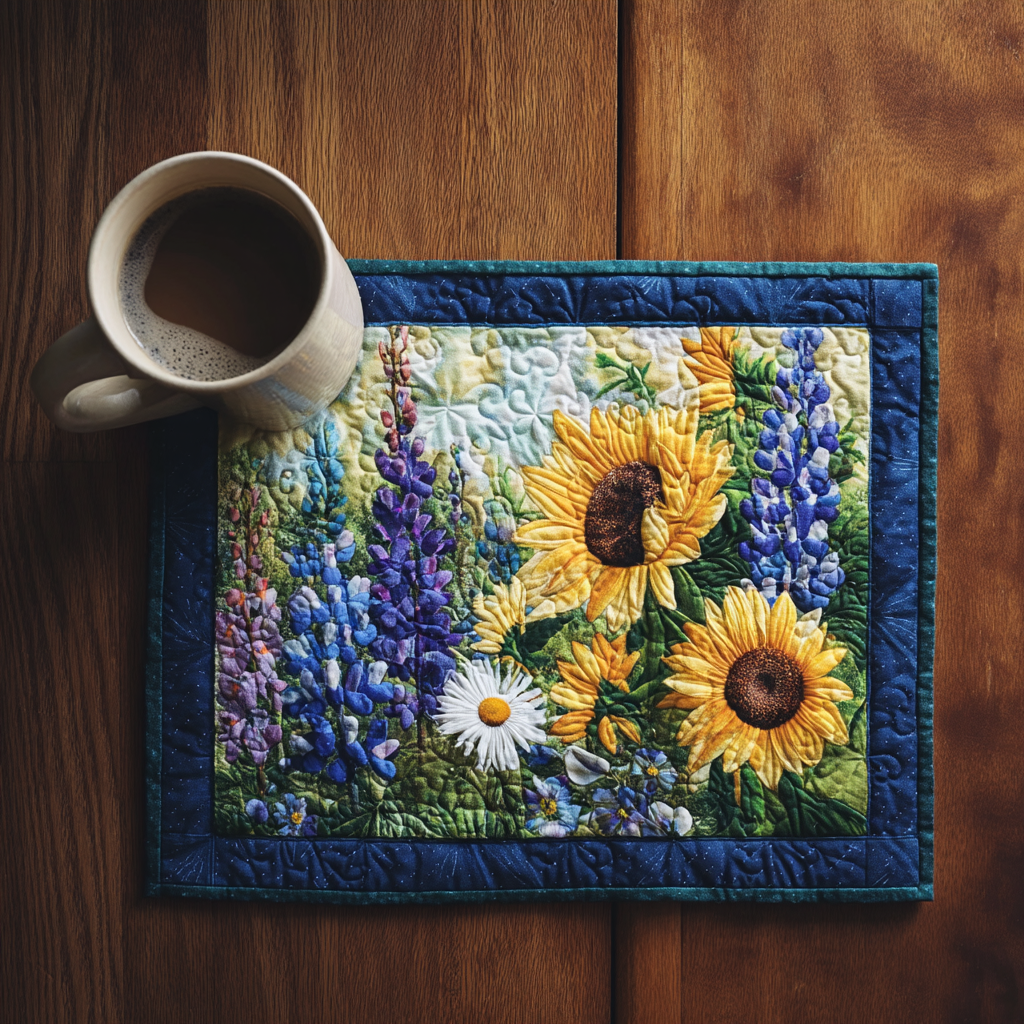 Sunburst Bloom Quilted Placemat House Decor Items Sunflower Gifts For Her