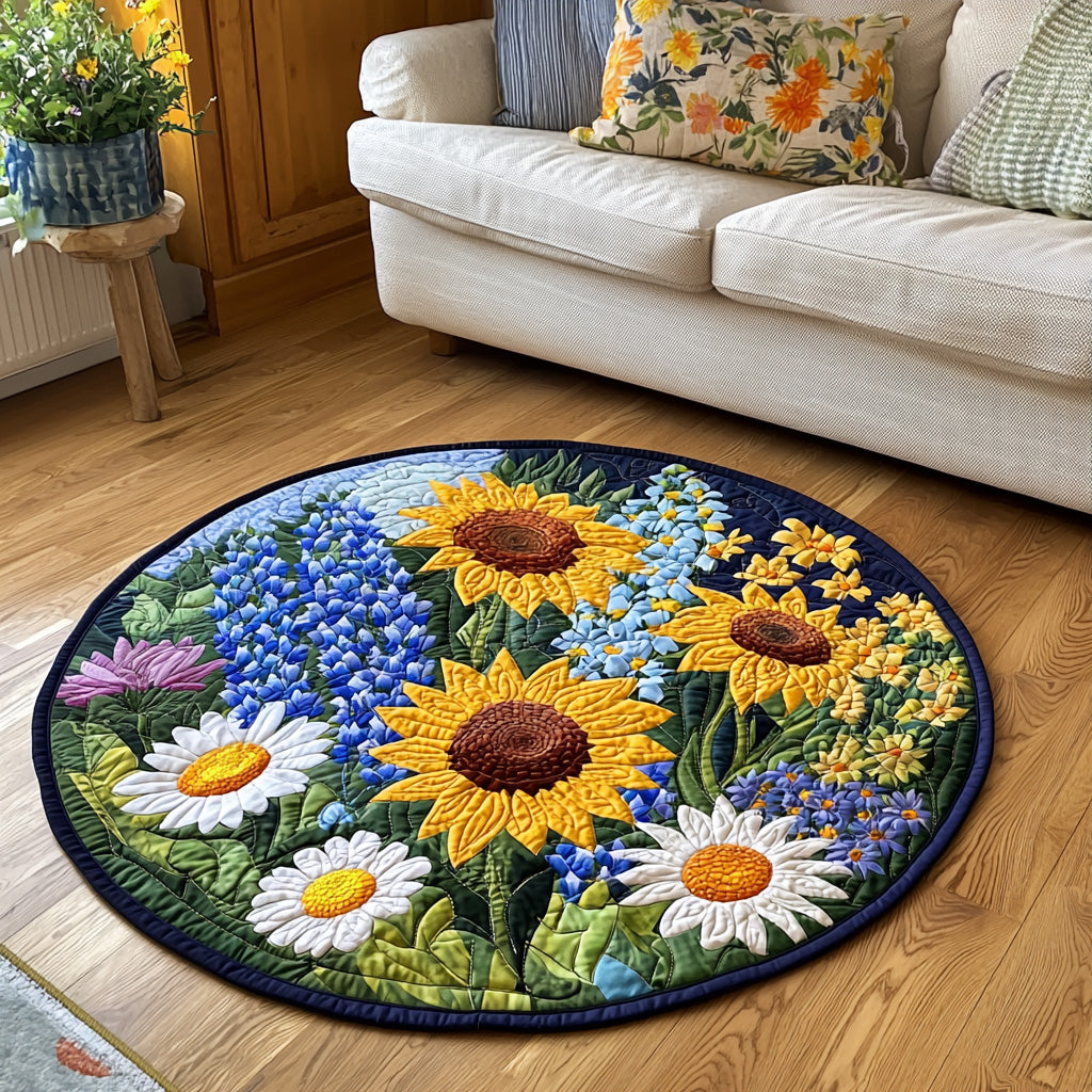 Sunburst Bloom Quilted Round Mat Entryway Christmas Decor Ideas Sunflower Gifts For Her