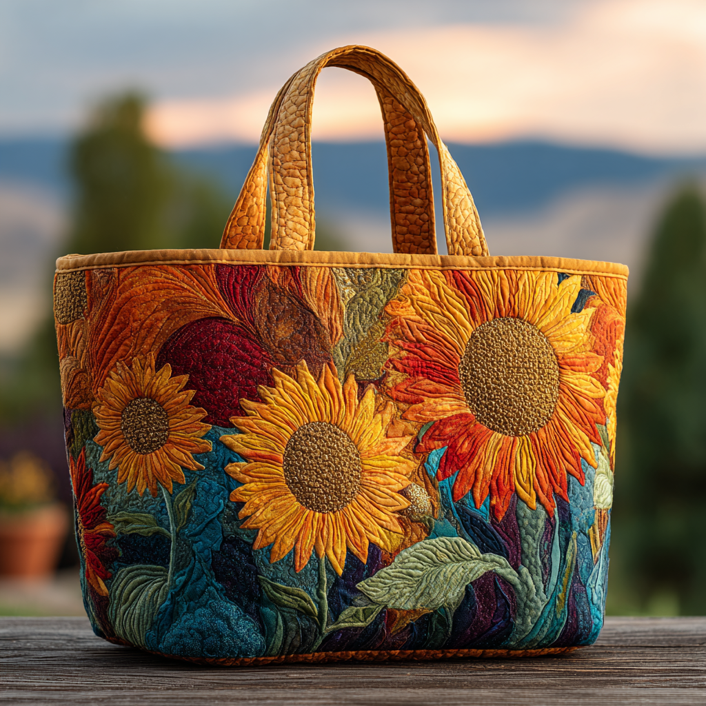 Sunburst Charm Quilted Tote Bag Christmas Floral Gifts