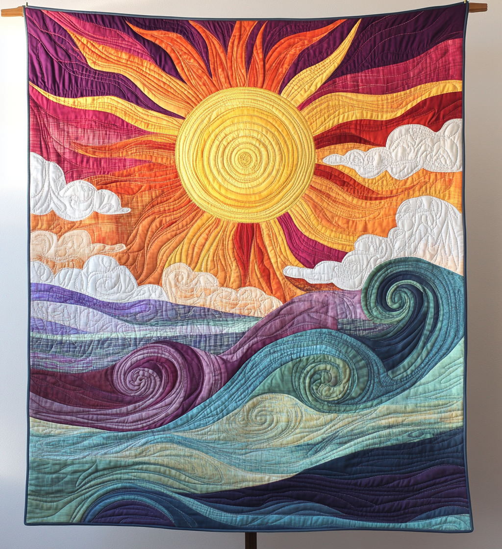 Sunburst Delight Quilted Blanket Christmas Gift Blanket