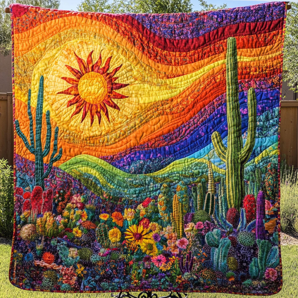 Sunburst Dunes Quilted Blanket Sofa Couch Throw Blanket Cactus Related Gifts For Friends