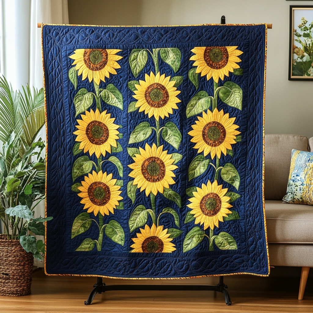 Sunburst Quilted Blanket Sunflower Gifts For Her