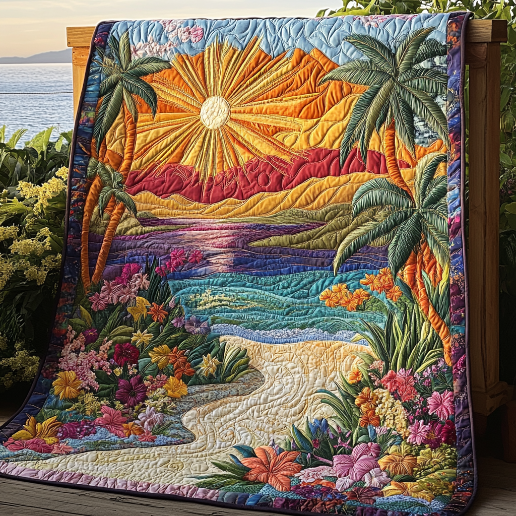 Sunburst Serenity Quilted Blanket Home Bedding Decor Best Gifts For Nature Lovers