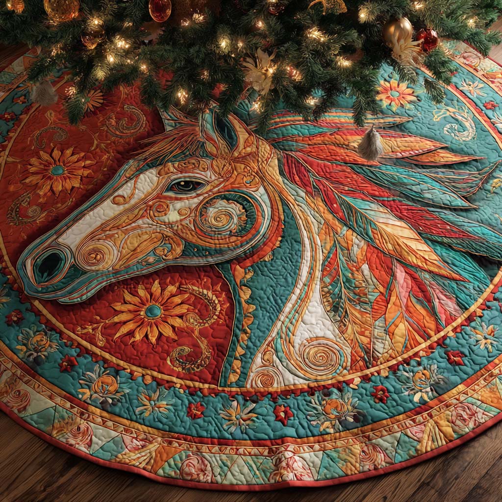 Sunburst Spirit Quilted Tree Skirt Warm and Cozy Quilted Tree Skirt for Winter Festivities