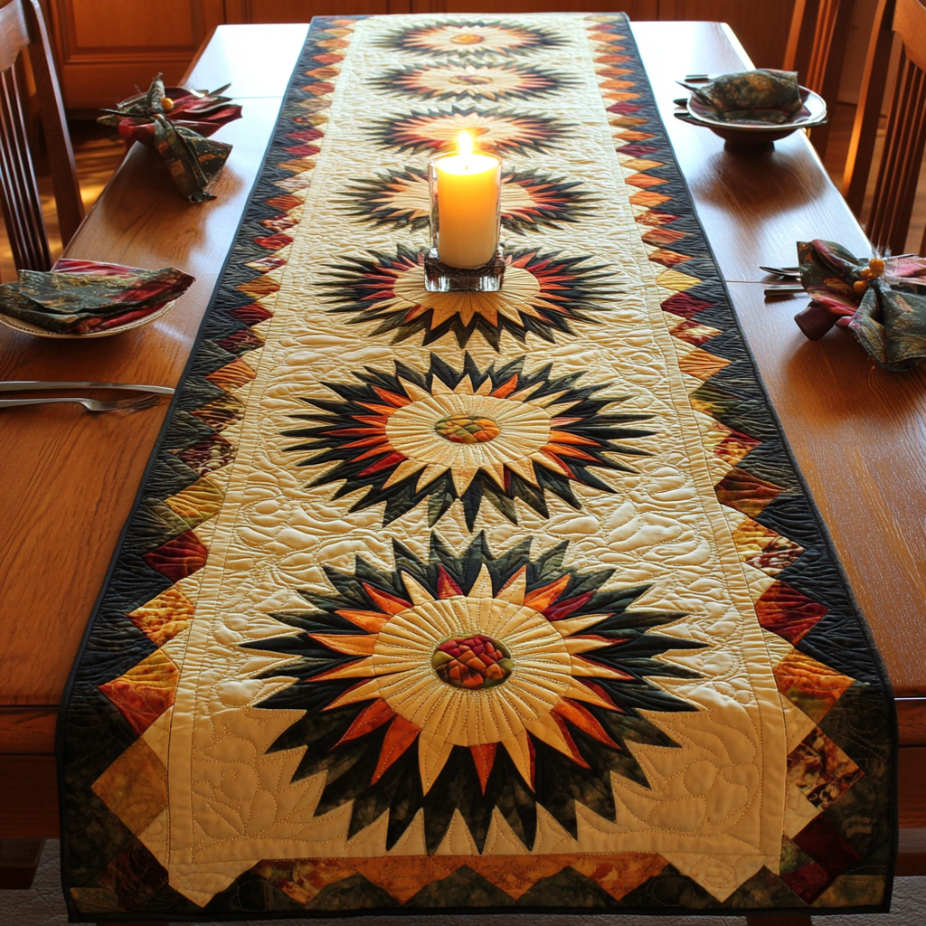 Sunburst Trail Quilted Table Runner Dining Room Decor Ideas Native American Gift Ideas