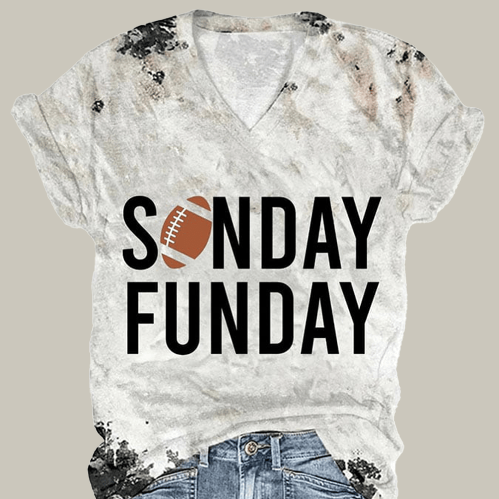 Sunday Funday V-Neck Shirt Game Day Football Clothes Gift For Girlfriend