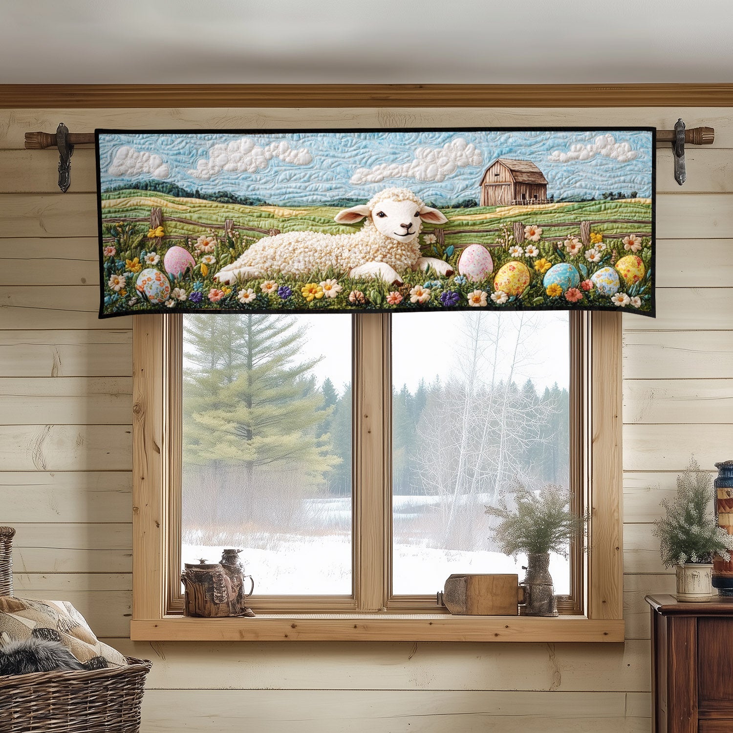 Sunday Serenity Quilted Valance Rustic Window Valance Meaningful Birthday Gifts For Mom