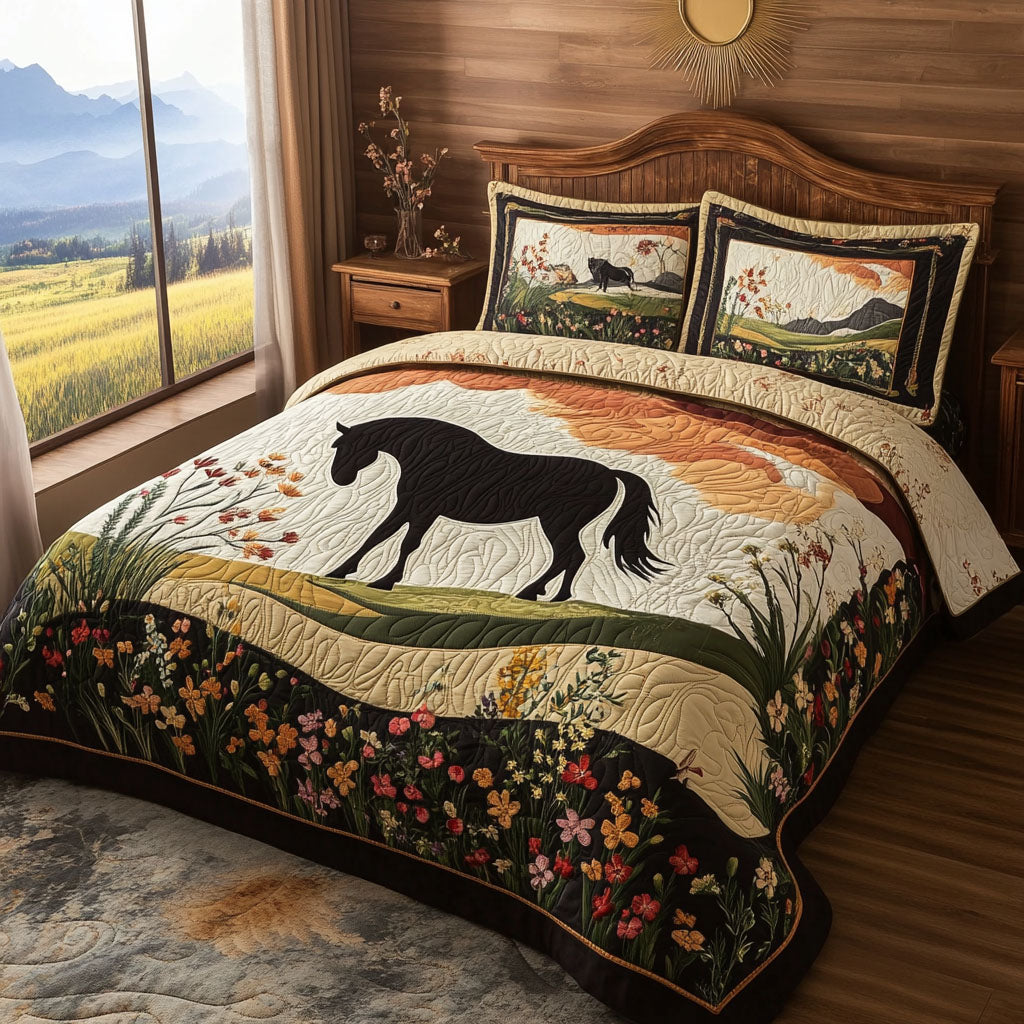 Sundown Stallion Quilted Bedding Set Bed Decorations Christmas Gift Ideas For Horse Owners
