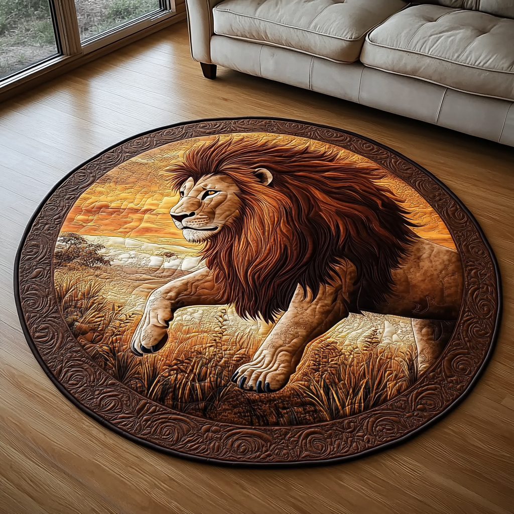 Sunfire Mane Quilted Round Mat Christmas Decor For Entryway Best Presents For Lion Lovers Birthday