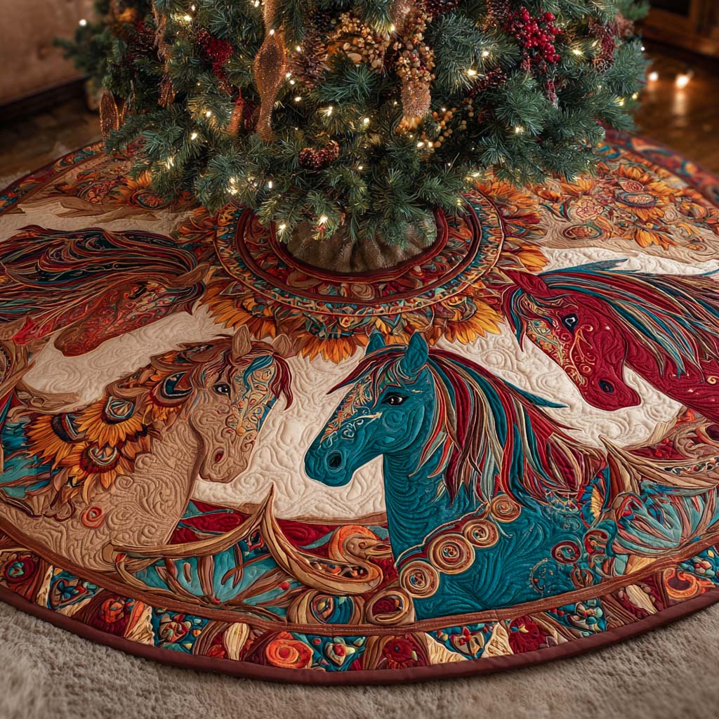 Sunfire Spirit Quilted Tree Skirt Thoughtful Holiday Decor Gift Featuring Quilted Tree Skirt