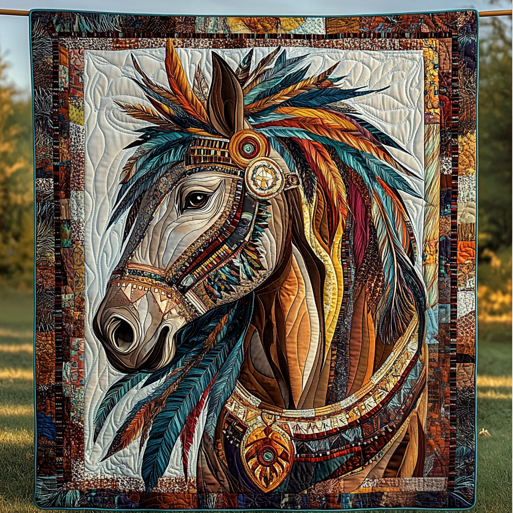 Sunfire Stallion Quilted Blanket Native American Blanket Christmas Presents For Horse Lovers