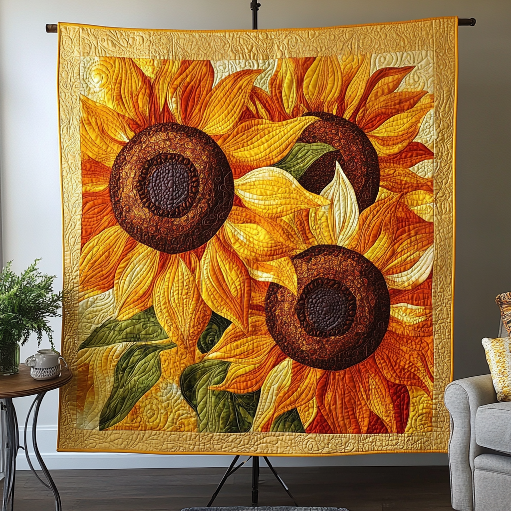 Sunflare Quilted Blanket Sunflower Gifts For Her