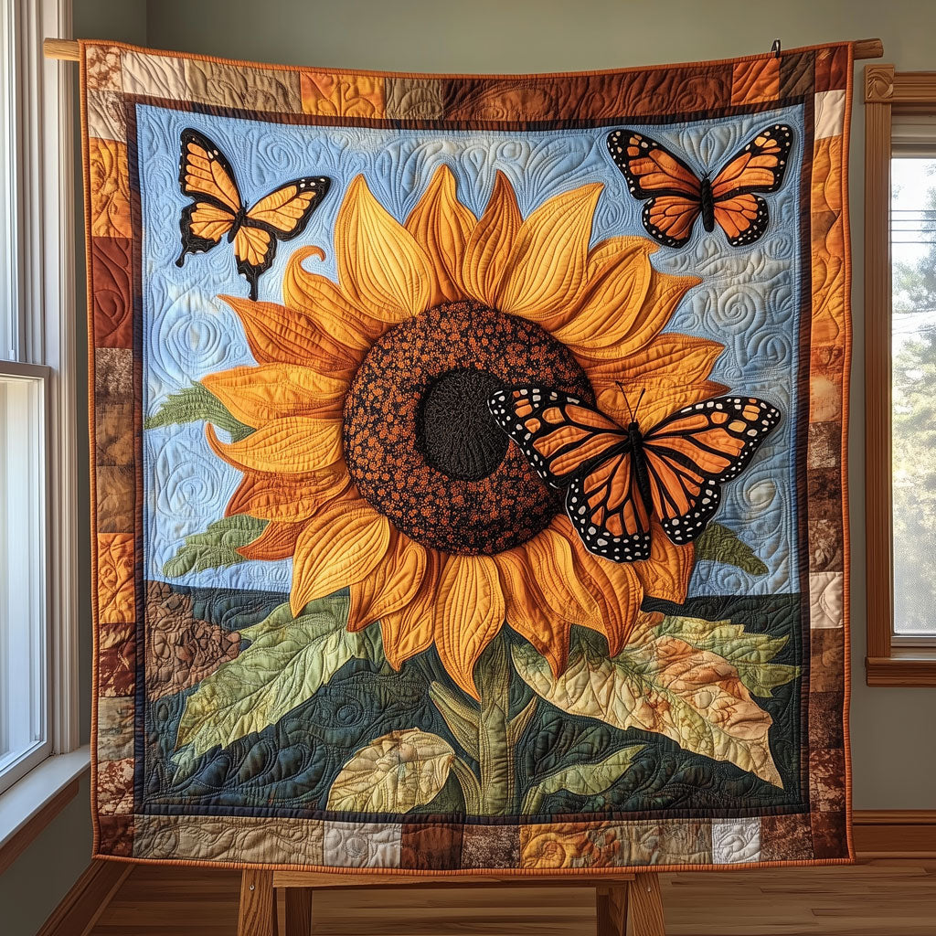 Sunflower & Butterfly Quilted Blanket Sofa Throws Unique Gifts For Mom