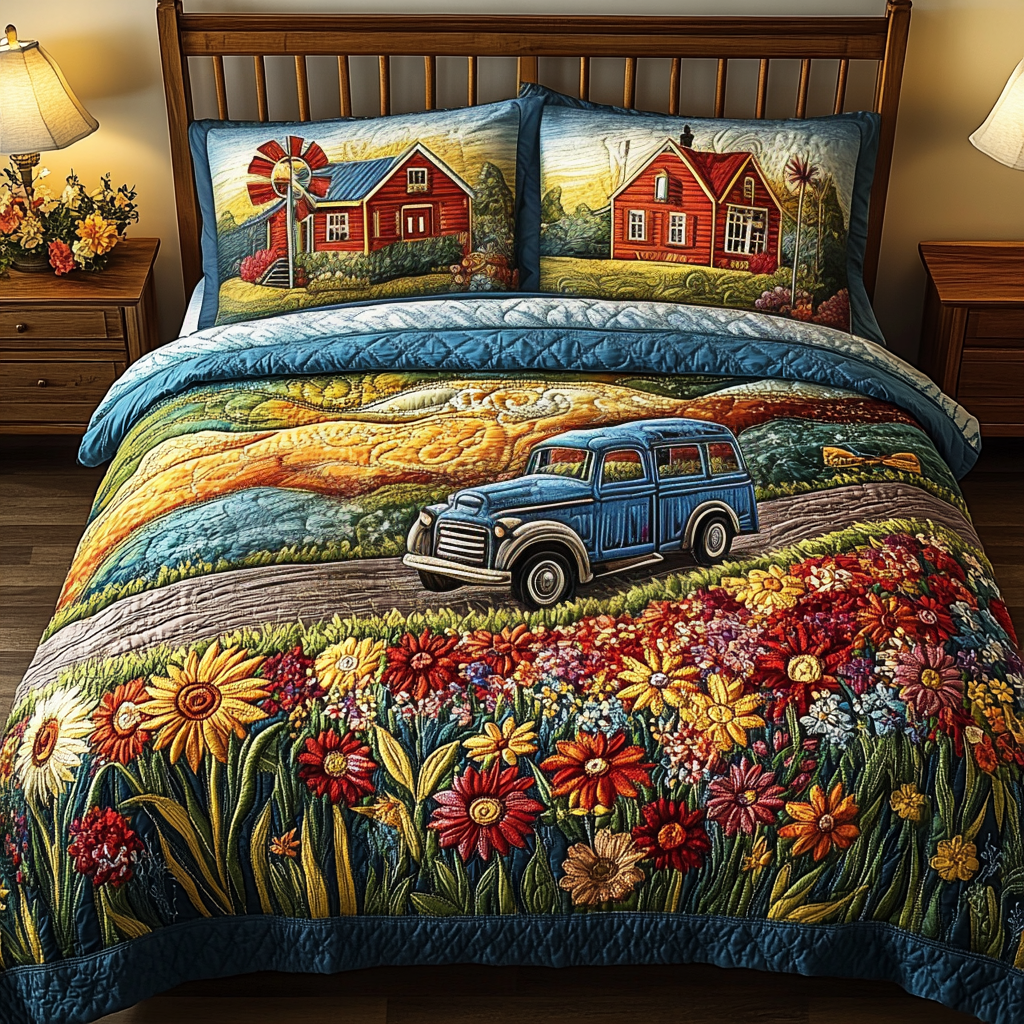 Sunflower Bliss Quilted Bedding Set Best Bed Sheet Set Sunflower Theme Gifts Merchandise