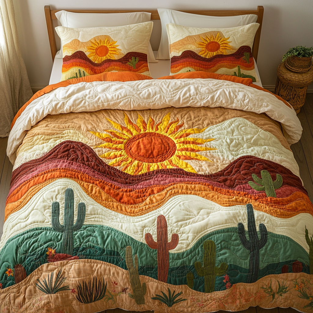 Sunflower Bliss Quilted Bedding Set Luxury Bedding Set with Pillow Covers Included