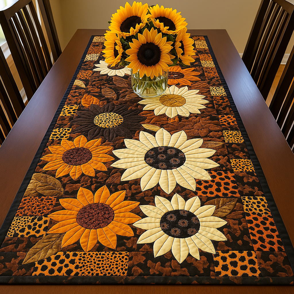 Sunflower Bliss Quilted Table Runner Floral Table Runner Dining Table Ideas