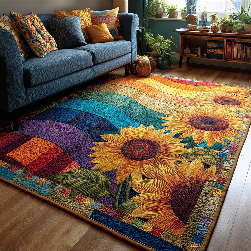 Sunflower Bloom Area Rug  Kitchen Rugs Christmas Gifts For Coworkers