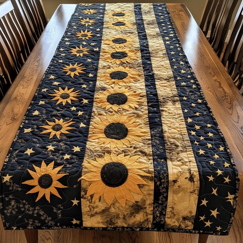 Sunflower Breeze Quilted Table Runner Dining Room Table Decor Gifts For The Flower Lover
